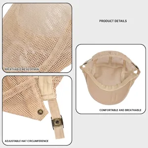 Breathable mesh ivy cap in beige with adjustable buckle and lightweight mesh fabric design