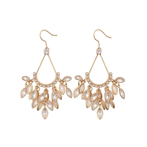 18k gold plated drop tassel earrings with teardrop zirconia in vintage court style