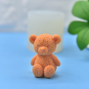 3D teddy bear silicone mold for DIY candles and soaps with realistic textured honeycomb finish