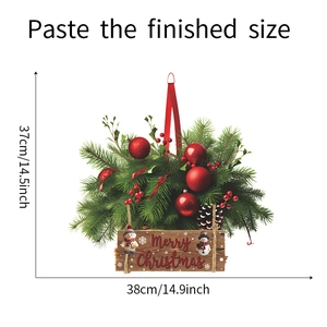 Detail view of 3D Christmas wall sticker showing size 37x38cm and festive design