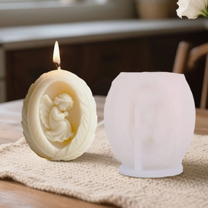 Moule en silicone Ange 3D et Plume pour bougies parfumées DIY et savons artisanaux