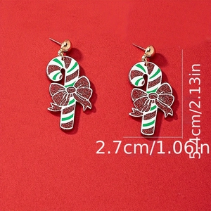 Boucles d'oreilles sucre d'orge scintillantes avec nœuds, bijoux de Noël en acrylique