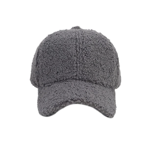 Thick lamb wool baseball cap in dark grey for autumn winter fashion warmth