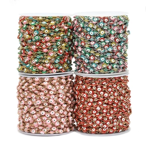 Colorful stainless steel evil eye bead chains for DIY jewelry making in various colors