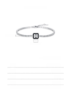 Disegno tecnico del bracciale in argento S925 che mostra 16+3cm e pietra nera da 5mm