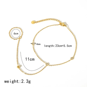 Detail view of titanium steel anklet with measurements and weight for size reference