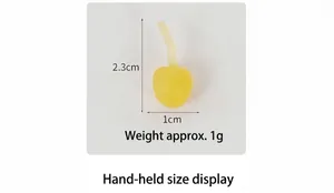 Miniature resin yellow fruit charm detail showing precise 2.3cm height and 1g weight specs