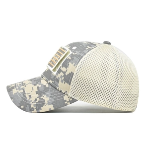 Tactical grey digital camouflage baseball cap with flag patch and breathable mesh back