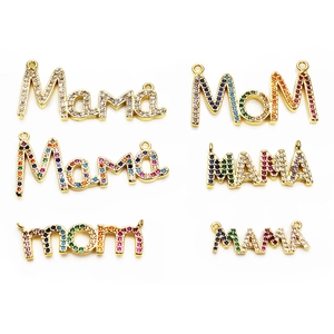 Mama Mom Letter Pendant Necklace Copper Micro Paved Colorful Zircon Box Chain Jewelry Gift For Women