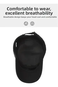 Detail of breathable cotton lining, sweatband and adjustable metal buckle on black cadet cap