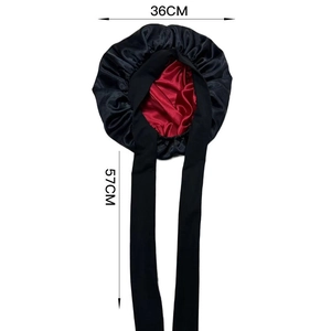 Detail view of the sleep bonnet showing 36cm diameter and 57cm long ribbon straps