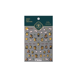 3D embossed nail art stickers featuring elegant little yellow duck and floral patterns