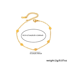 Detail of gold stainless steel chain with droplet pendants and adjustable lobster clasp