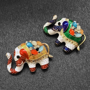 Vintage Geëmailleerde Olifant Broche Met Strass Kristal Dier Reversspeld Mode Badge Sieraden Accessoires Voor Vrouwen