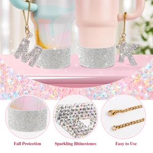 Sparkling rhinestone silicone boot and letter charm set for 30oz water bottles