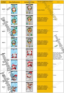 Detailed chart showing PVC static Christmas window stickers in various festive designs
