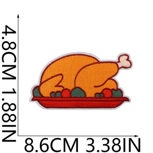 Detail of turkey embroidery patch with dimensions 4.8cm height and 8.6cm width