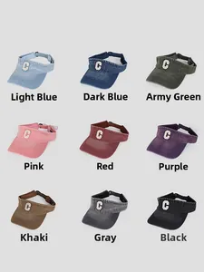 Selection of washed denim sun visors with embroidered 'C' logo in 9 various colors