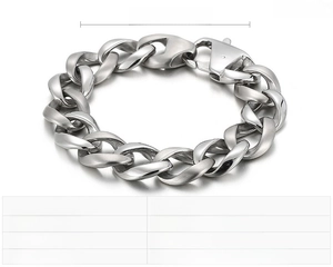 Detailed view of punk stainless steel bracelet measuring 215mm x 16mm weighing 65g