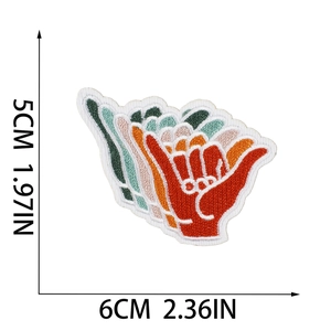 Detailed embroidery patch with gesture design and precise dimensions 6x5cm