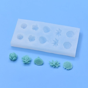 10-cavity lotus flower and leaf silicone mold for DIY baking and resin crafts