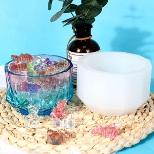 Detailed silicone mold for hexagonal resin storage bowl and small bear charms