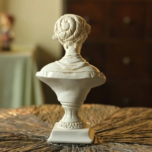 Back view of resin Venus bust sculpture ornament with detailed braided hair for home decor