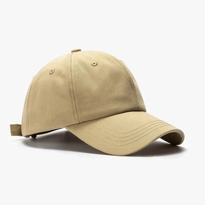 Adjustable khaki cotton baseball cap with classic six-panel design and curved brim