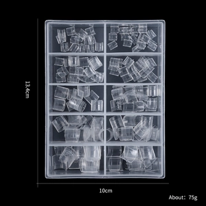 French style half cover nail tips set in 10-grid storage box with size and weight info