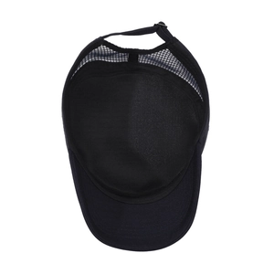 Men's breathable black mesh flat top hat with adjustable metal strap buckle