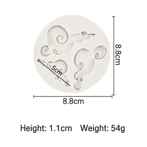 Elegante siliconen mal met Chinese wolken voor fondant en chocolade, diameter 8,8 cm