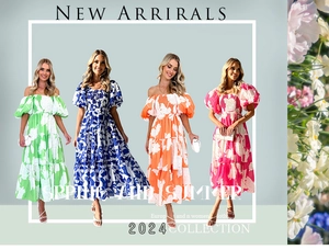 Detailed comparison of four colorful floral print off-shoulder bubble sleeve maxi dresses