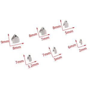 Stainless steel flat snake chain fold-over crimp ends connectors in multiple sizes