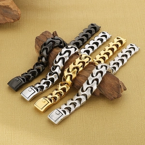 Bracelet Chaîne Acier Inoxydable 316L Design Os De Dragon Style Punk Rétro Industriel Lourd Bijoux Homme