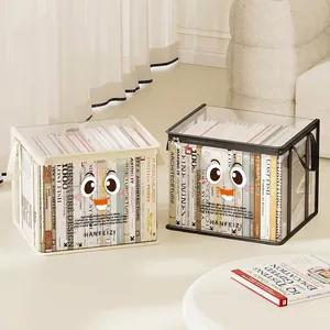 Large transparent waterproof book storage box with handles for organizing students' books