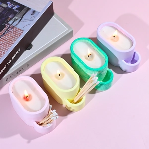 Oval silicone mold for candle jars and match storage boxes with textured patterns