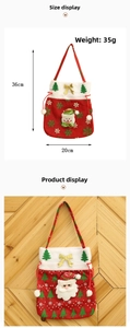 Size specifications of Santa and snowman gift bags with dimensions and product display