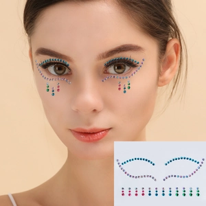 Rainbow candy colored face rhinestones and crystal face jewels for party makeup decoration
