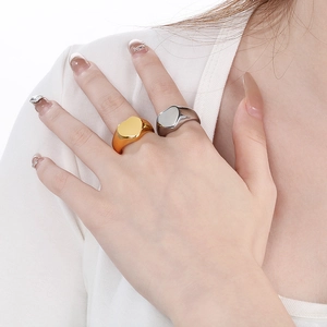 Bagues minimalistes en forme de cœur en acier inoxydable doré et argenté pour femme