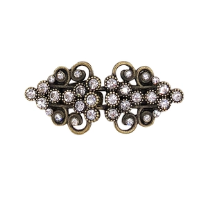Vintage bronze cardigan clip with sparkling rhinestones for sweaters and scarves