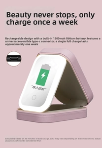 Detail of LED makeup box with Type-C charging port and 1200mAh battery life