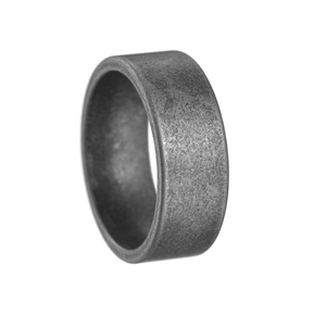 Classic 8mm vintage titanium steel ring for men with an antique silver stone-washed finish