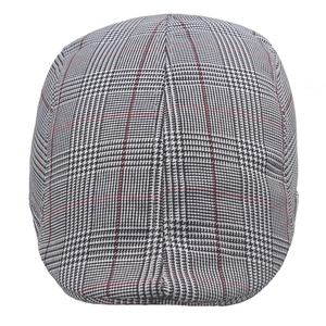Classic plaid ivy cap for men with vintage grey and black wool blend texture