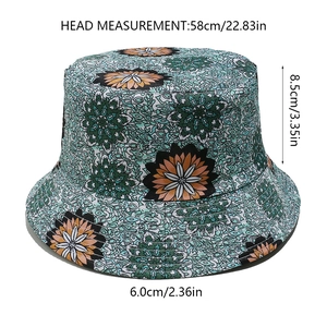 Misure cappello pescatore floreale con mandala, testa 58cm, altezza 8,5cm, tesa 6cm