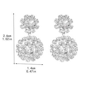 Product size dimensions 2.6cm by 1.4cm for silver snowflake rhinestone flower earrings