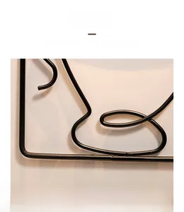 Close-up of durable handmade black iron frame detail for Nordic style wall art