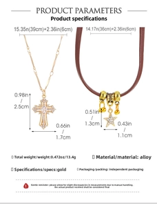 Detailed size and material parameters for star and cross double-layer necklace