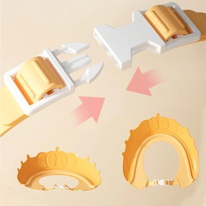 Adjustable crown-shaped baby shower cap in yellow with waterproof ear protection