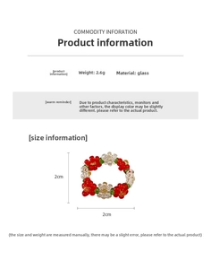 Detailed view of handmade beaded flower ring with 2.6g weight and 2cm size specifications