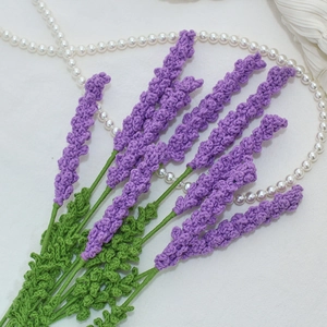 Tige de Lavande Artificielle en Fil de Laine Tricotée à la Main Crochet Lavande pour Décoration Table Maison Mariage Cadeau